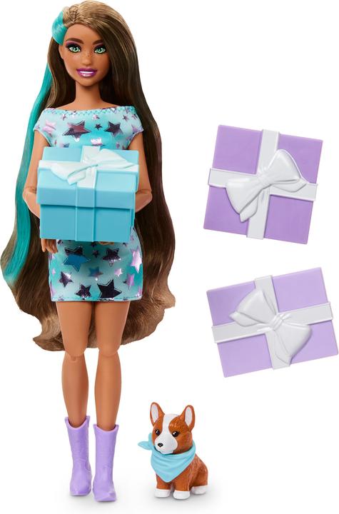 Produktbild Barbie Party Unboxed Haustier Geburtstag Serie - blaues Kleid