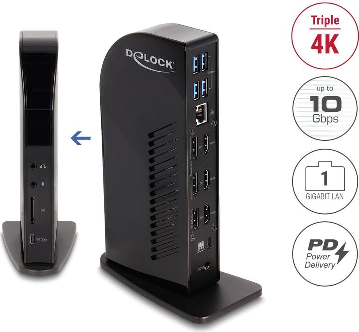 Image du produit Delock Station d'accueil USB Type-C triple écran avec DisplayL (USB-C, 5 Ports)