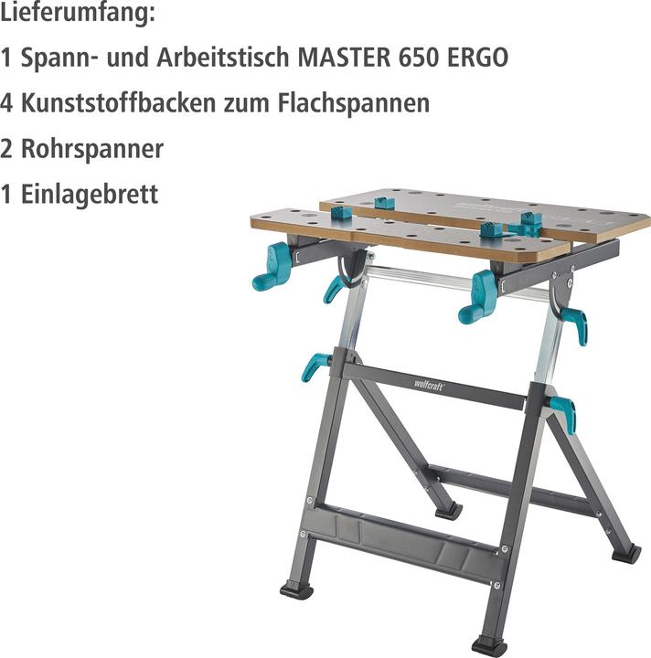 Actual product image wolfcraft 1 MASTER 650 ERGO clamping table (65 cm, 72 cm)