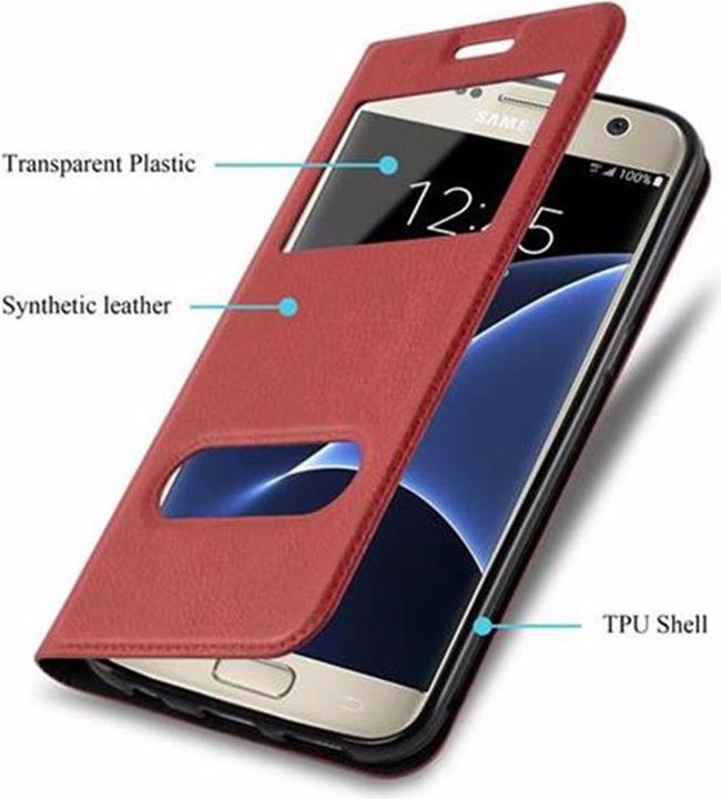 Actual product image Cadorabo Book with View double window cover (Samsung Galaxy S7)