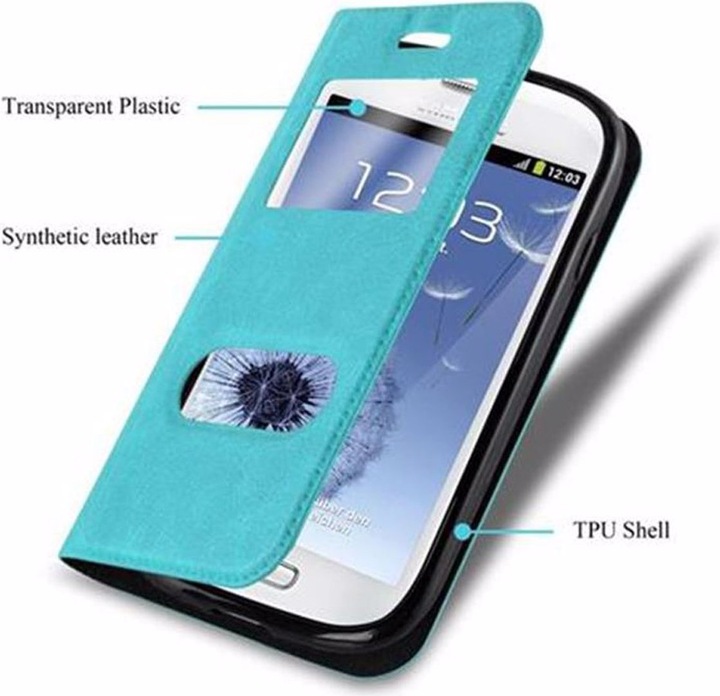 Actual product image Cadorabo Book with View double window cover (Samsung Galaxy S3 Mini)