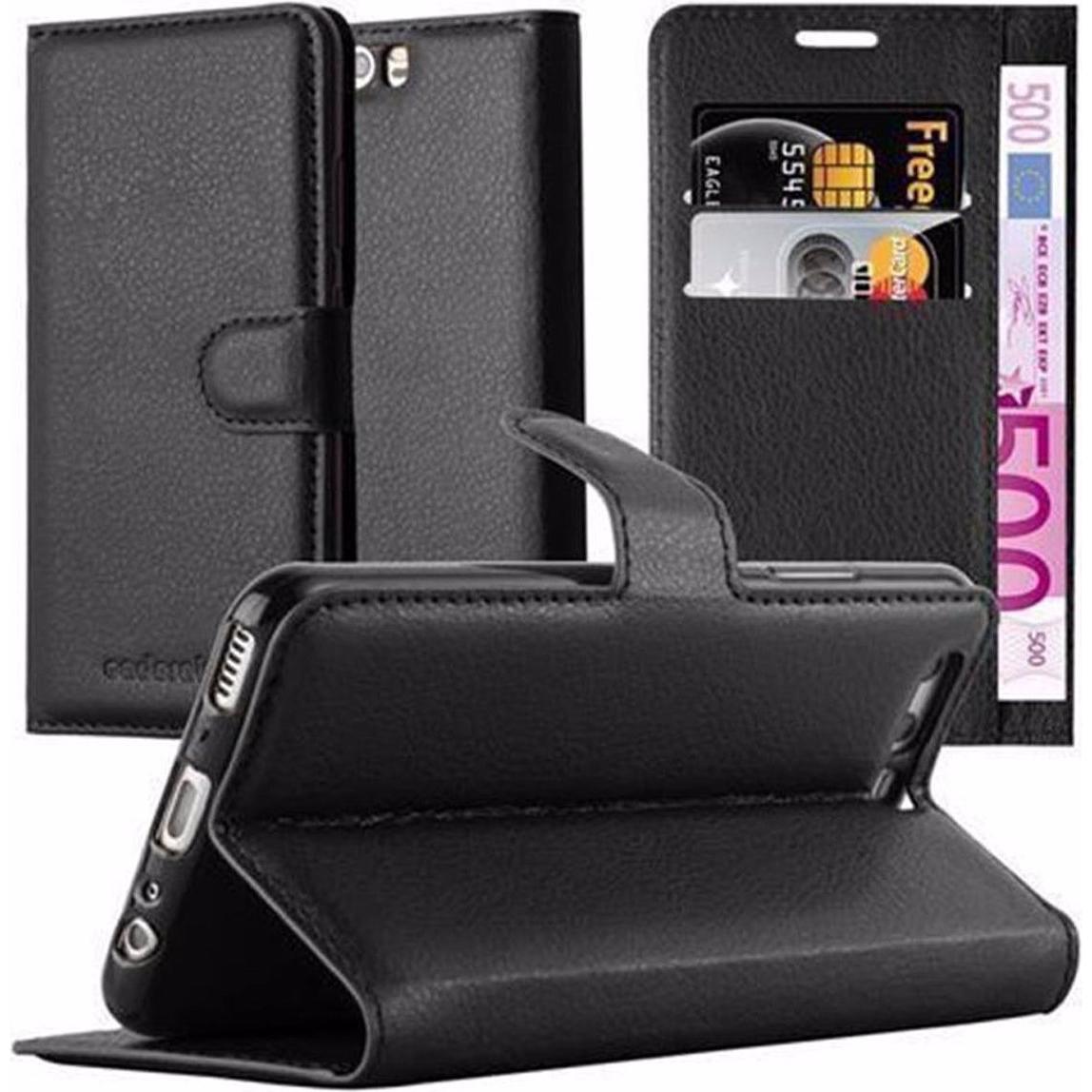 Cadorabo Book mit Standfunktion Cover (Huawei P10 Plus), Smartphone Hülle, Schwarz