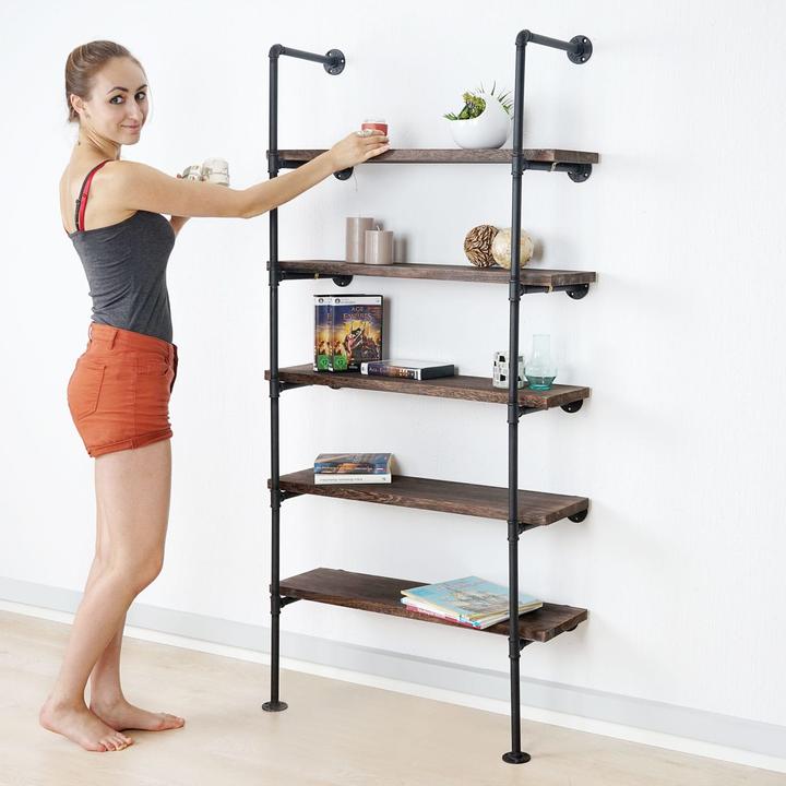 Produktbild Swisshandel24 Standregal, Wohnregal Bücherregal Ablageregal, Industriedesign 165x80x28cm - dunkelgrau (165 x 80 x 28 cm)