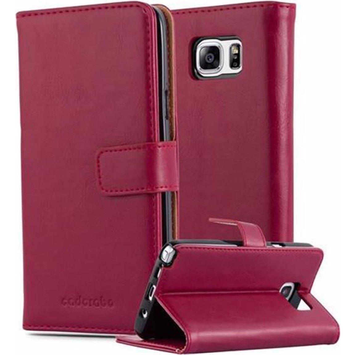 Cadorabo Book Luxury Cover (Samsung Galaxy Note 5), Smartphone Hülle, Rot