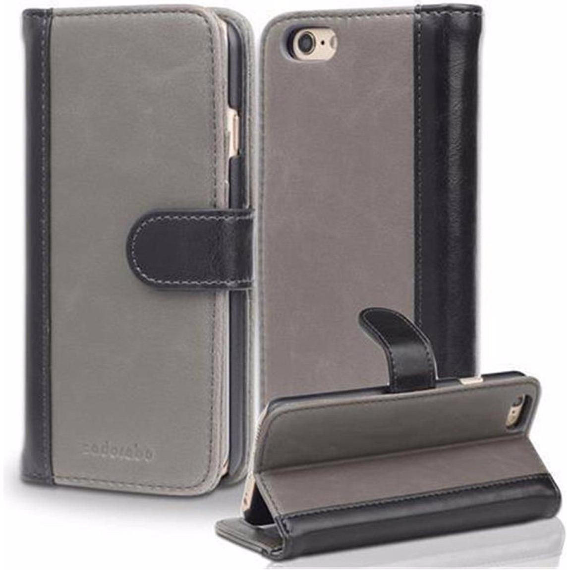 Cadorabo Book zweifarbige Streifen Cover (Apple iPhone 6), Smartphone Hülle, Grau