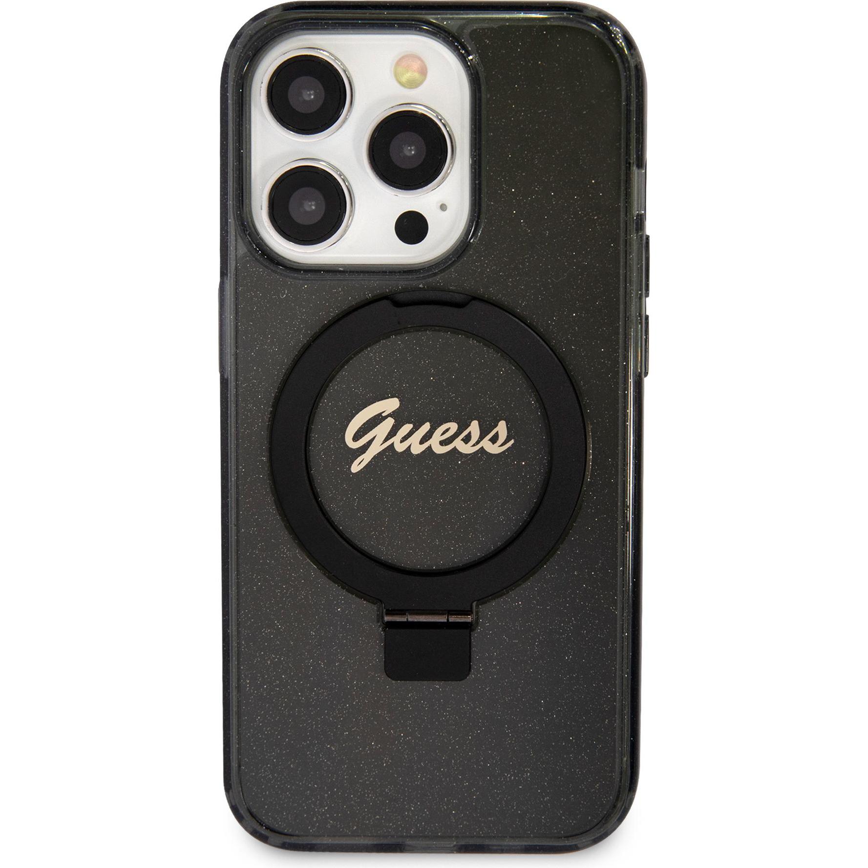 Thumbnail - Guess GUHMP15XHRSGSK iPhone 15 Pro Max 6.7" czarny/black hardcase Ring Stand Script Glitter MagSafe (Apple iPhone 15 Pro...