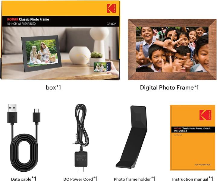 Produktbild Kodak WLAN-Digitaler Bilderrahmen mit Touchscreen, automatischer Rotation und Cloud-Speicher (10.10", 1280 x 800 Pixel)