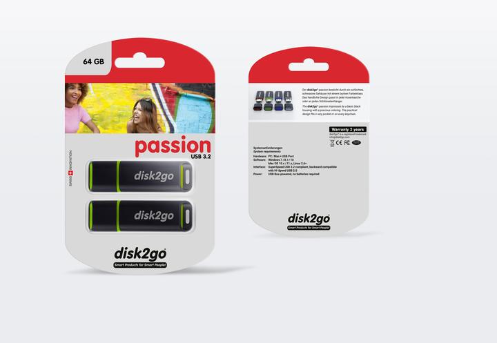 Image du produit Disk2go Clé USB passion 3.0 64 Go 30006573 USB 3.0 double pack (64 Go, USB-A)