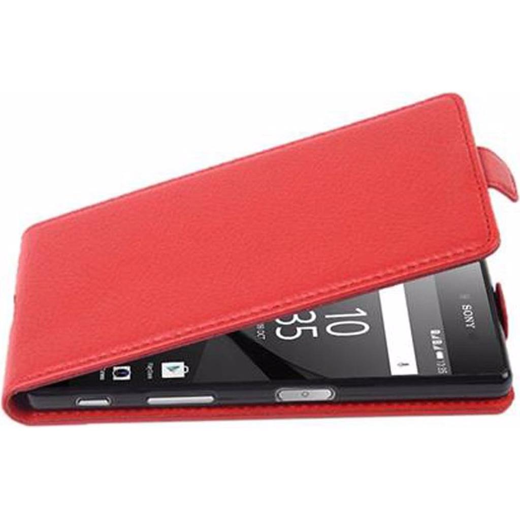 Cadorabo Flip mit Struktur Cover (Sony Xperia Z5 Compact), Smartphone Hülle, Rot