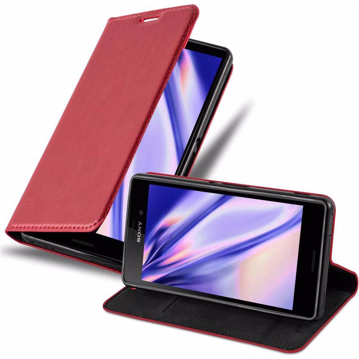 Cadorabo Book Invisible Magnet Cover (Sony Xperia M4 Aqua), Smartphone Hülle, Rot