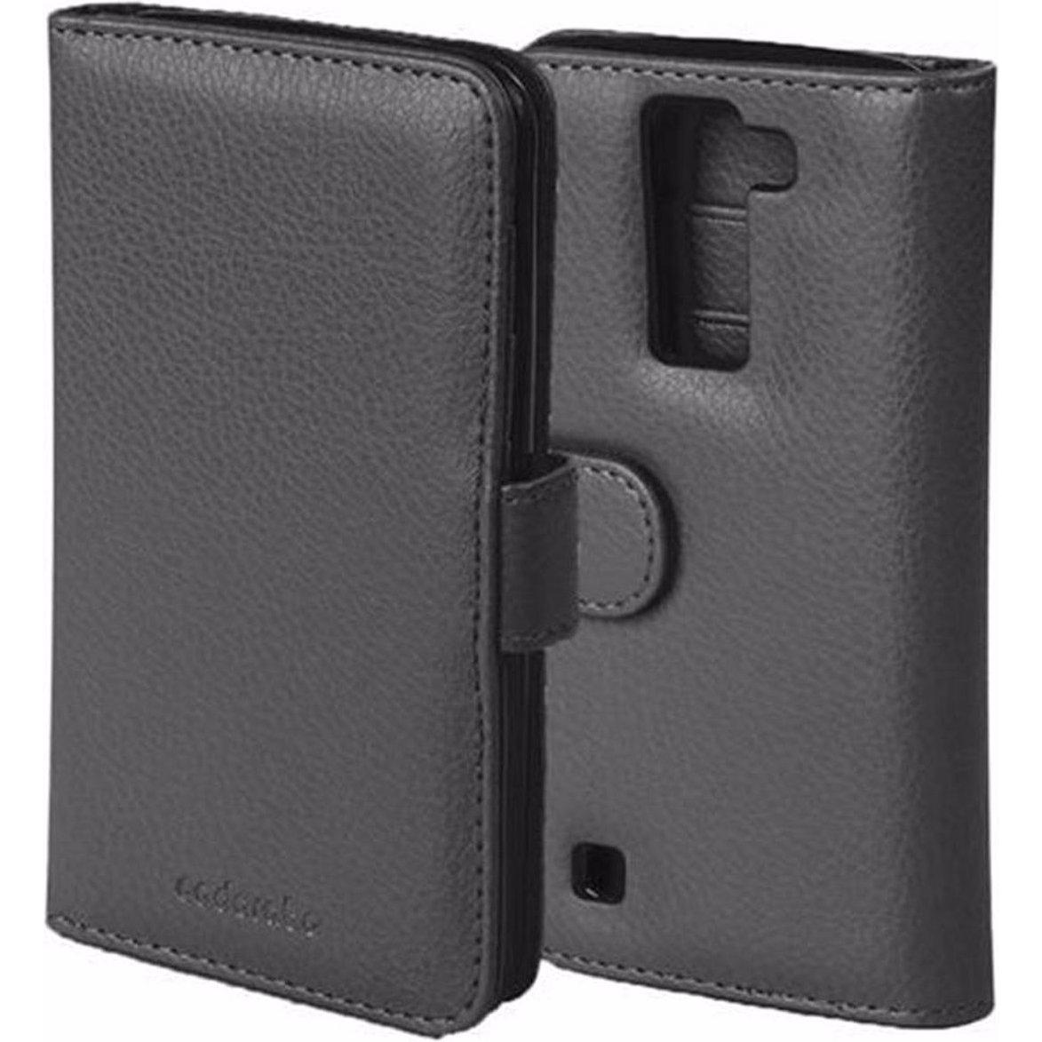 Cadorabo Book mit 3 Kartenfächer Cover (LG K8), Smartphone Hülle, Schwarz