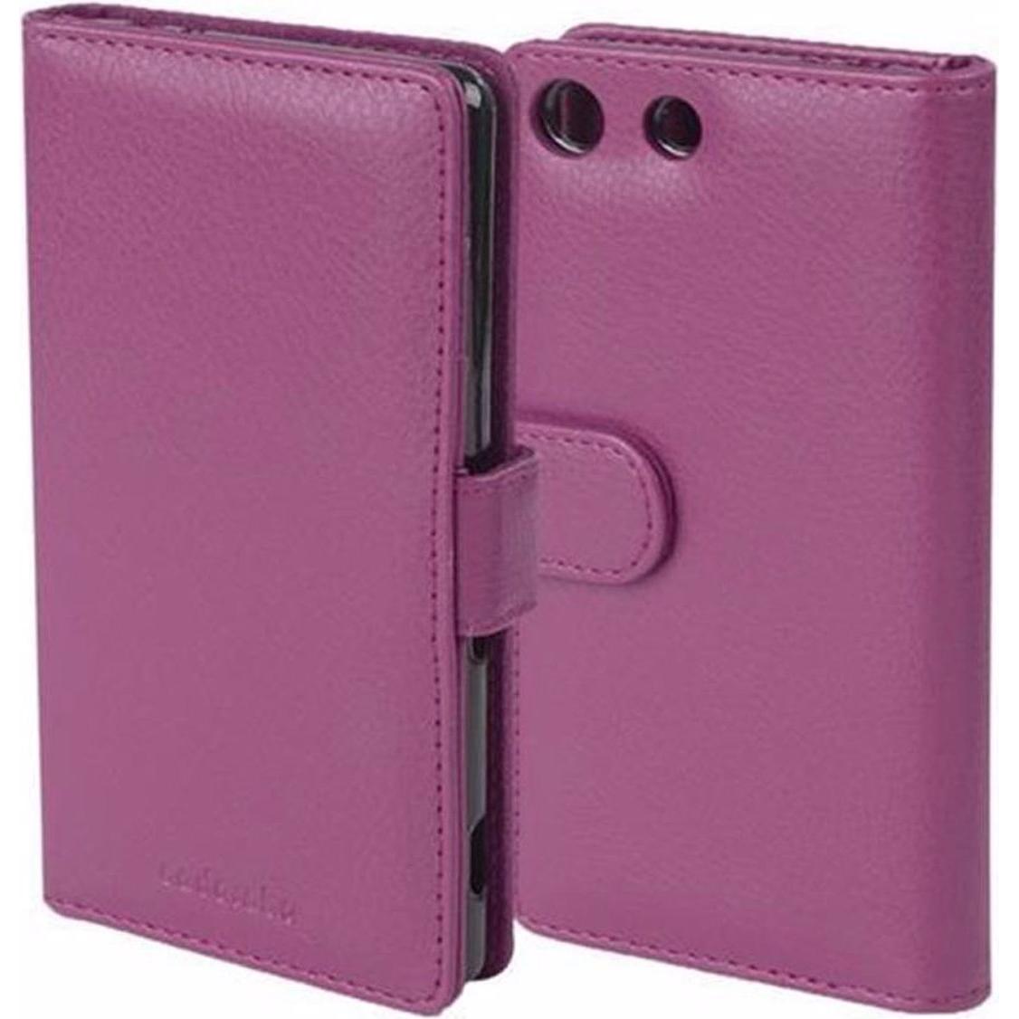 Cadorabo Book mit 3 Kartenfächer Cover (Sony Xperia M5), Smartphone Hülle, Violett