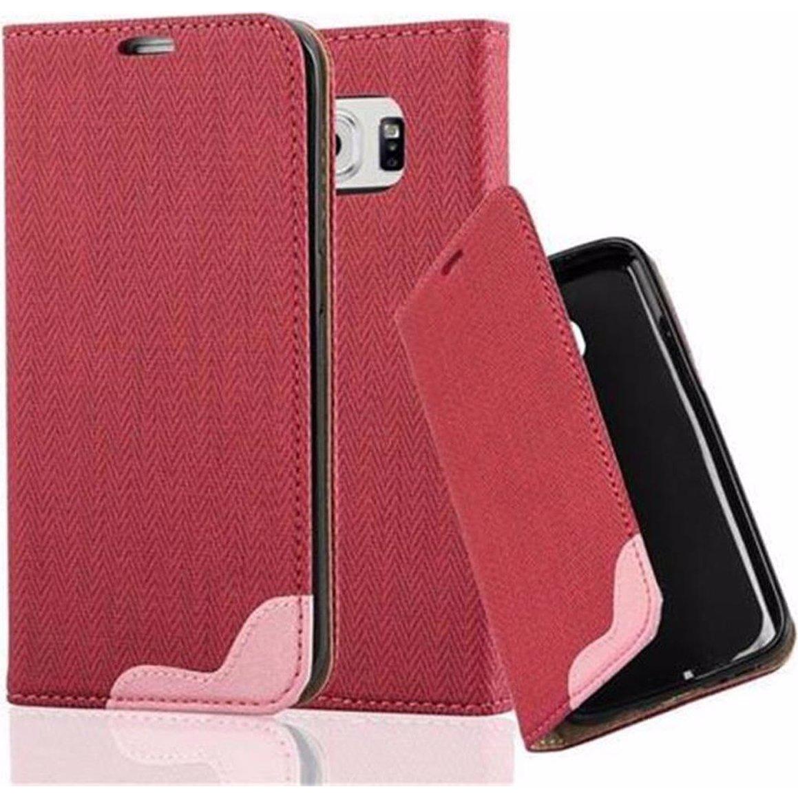 Thumbnail - Cadorabo Book Bast Optik Cover (Samsung Galaxy S6 Edge), Smartphone Hülle, Rot