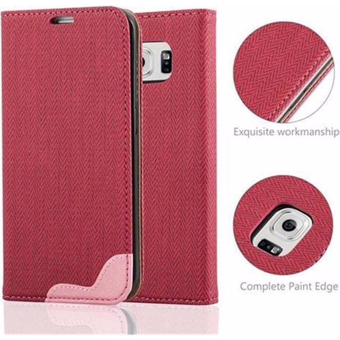 Thumbnail - Cadorabo Book Bast Optik Cover (Samsung Galaxy S6 Edge), Smartphone Hülle, Rot