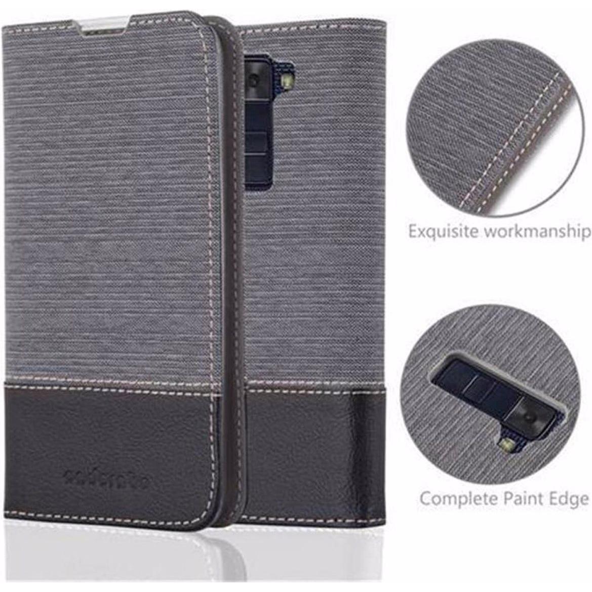 Thumbnail - Cadorabo Book Jeans Optik Cover (LG K8), Smartphone Hülle, Grau