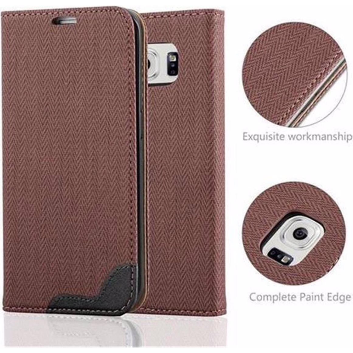 Thumbnail - Cadorabo Book Bast Optik Cover (Samsung Galaxy S6 Edge), Smartphone Hülle, Braun