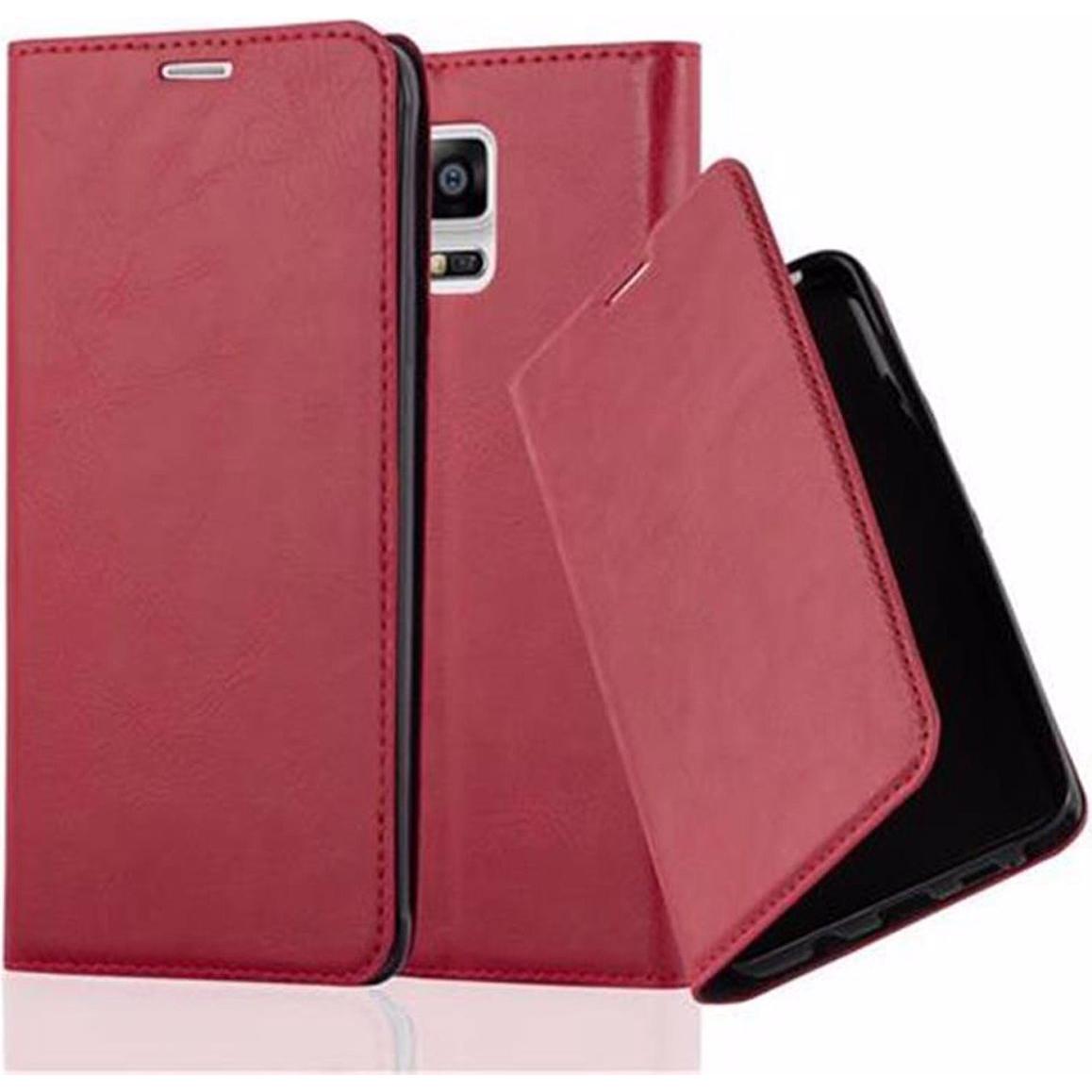Cadorabo Book Invisible Magnet Cover (Samsung Galaxy Note 4), Smartphone Hülle, Rot