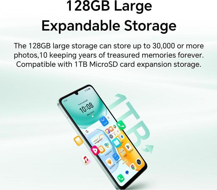 Immagine prodotto Honor X5c Plus Phone, 128GB/4GB, Ocean Cyan (128 GB, Oceano Ciano, Turchese, Verde, 6.74", Doppia SIM, 4G)