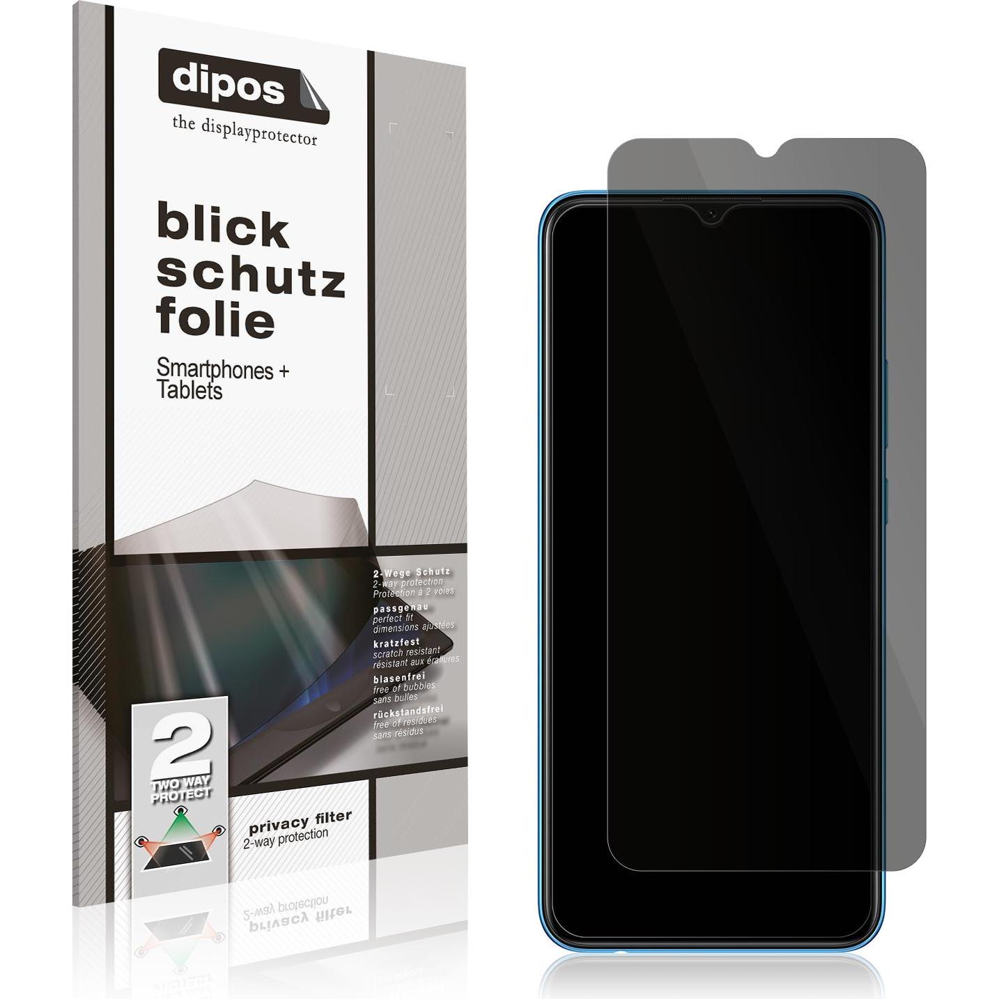 Dipos Blickschutzfolie 2-Way Anti-Shock (1 Stück, Oppo A16K), Smartphone Schutzfolie, Transparent