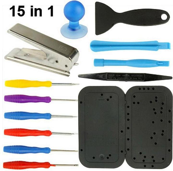 Produktbild König Design 15teiliges Werkzeugset Set Reparaturset für iPhone 5 iPhone 4 4S iPad 4