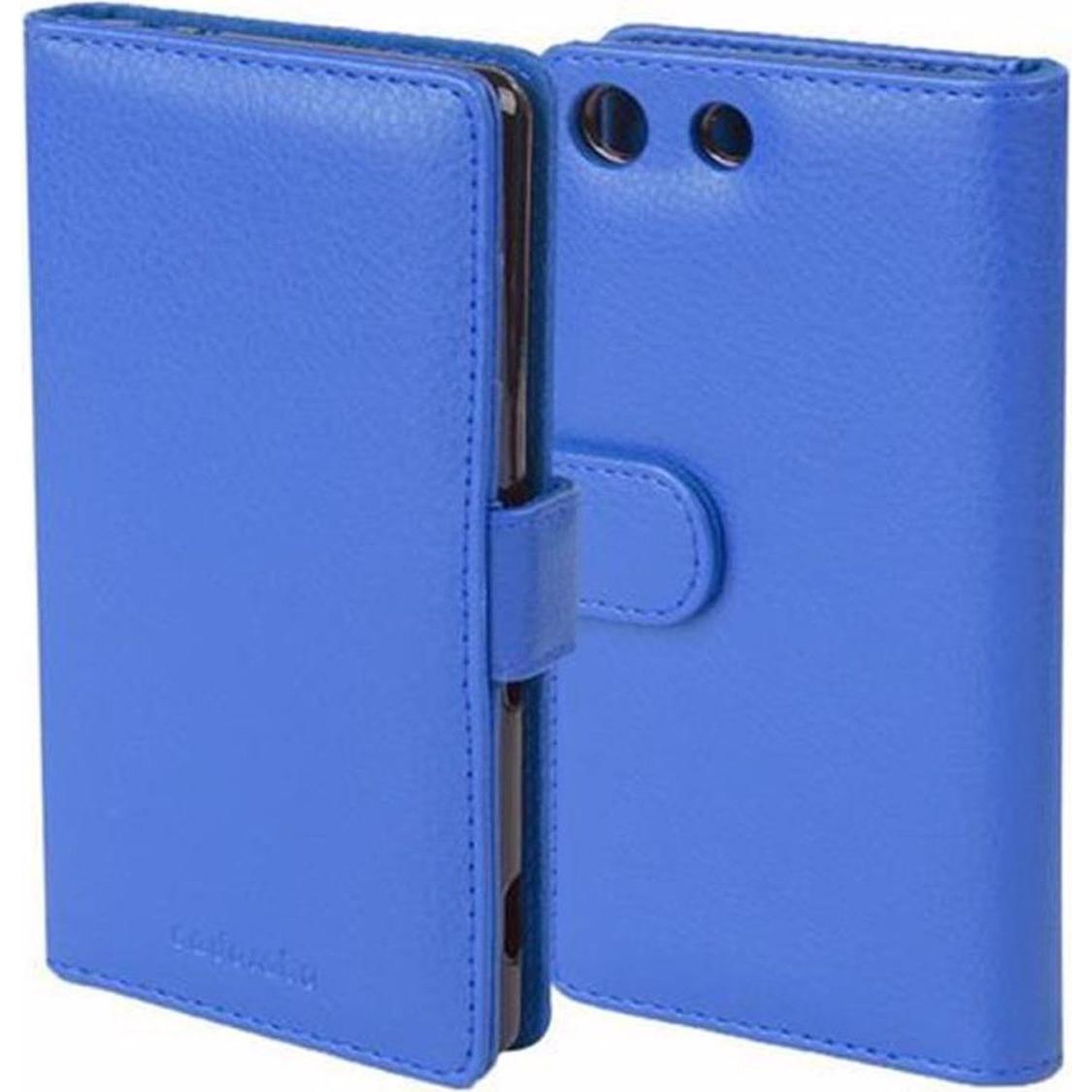 Cadorabo Book mit 3 Kartenfächer Cover (Sony Xperia M5), Smartphone Hülle, Blau