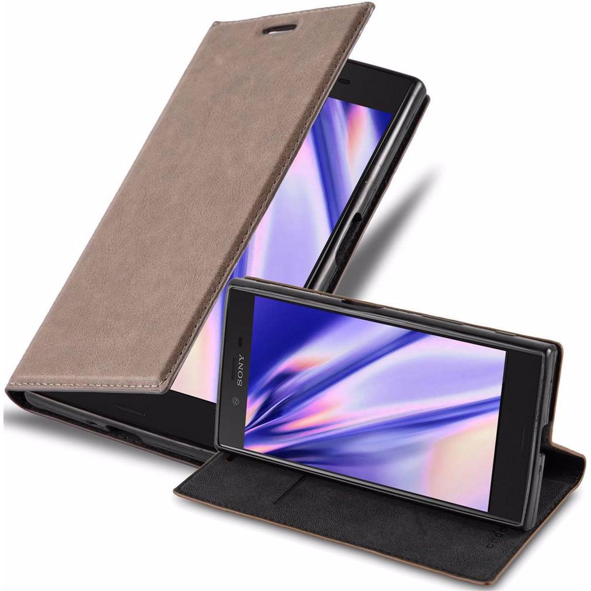 Cadorabo Book Invisible Magnet Cover (Sony Xperia X Compact), Smartphone Hülle, Braun