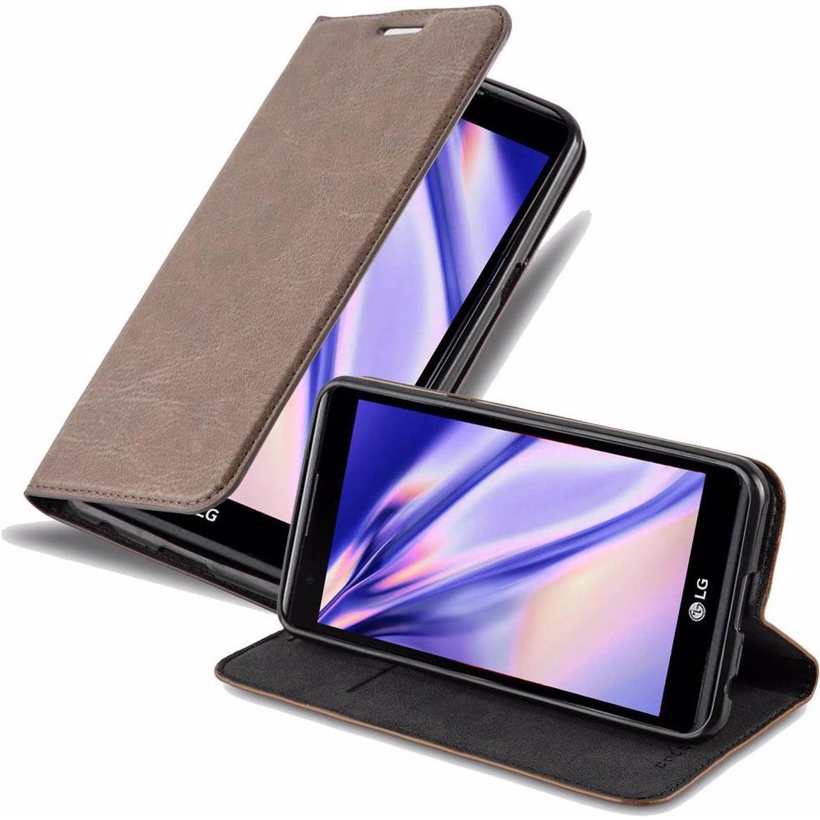 Cadorabo Book Invisible Magnet Cover (LG X Power), Smartphone Hülle, Braun
