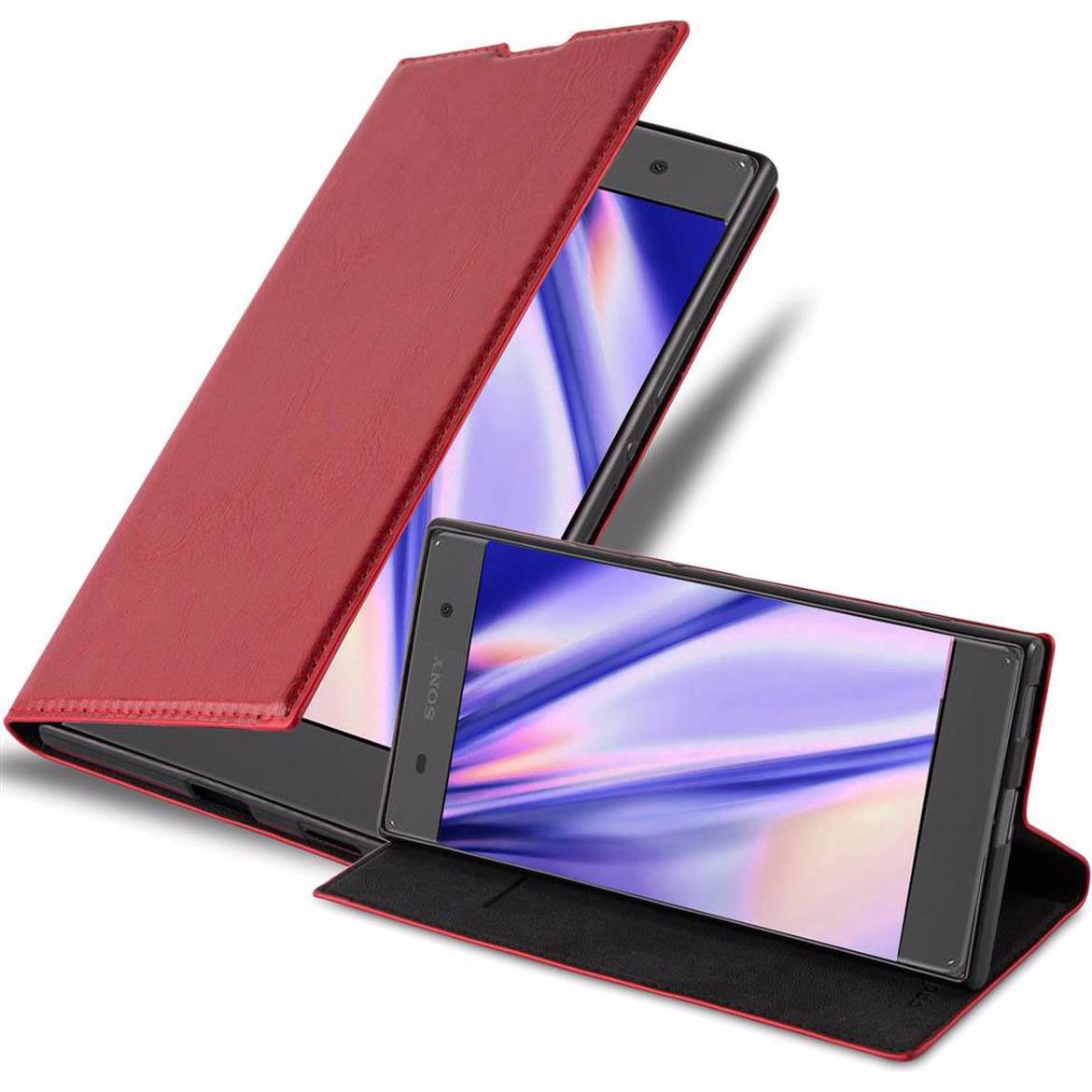 Cadorabo Book Invisible Magnet Cover (Sony Xperia XA), Smartphone Hülle, Rot