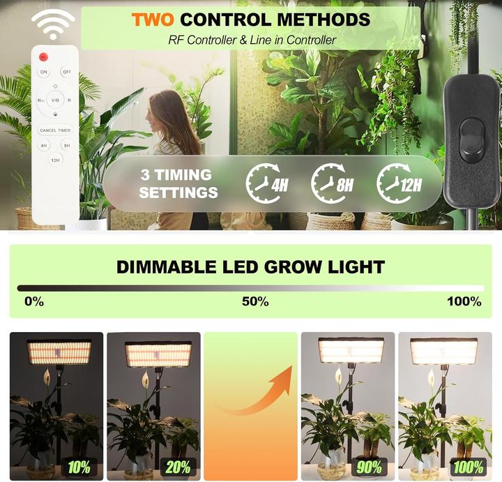 Actual product image Miccye LED Pflanzenlampe mit Ständer und Timer (Vollspektrum) (LED)