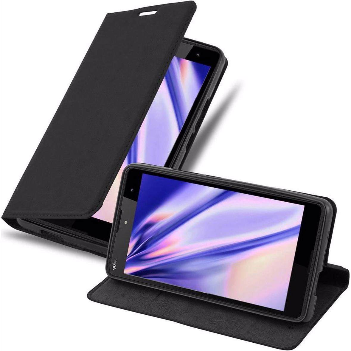 Cadorabo Book Invisible Magnet Cover (Wiko Robby), Smartphone Hülle, Schwarz