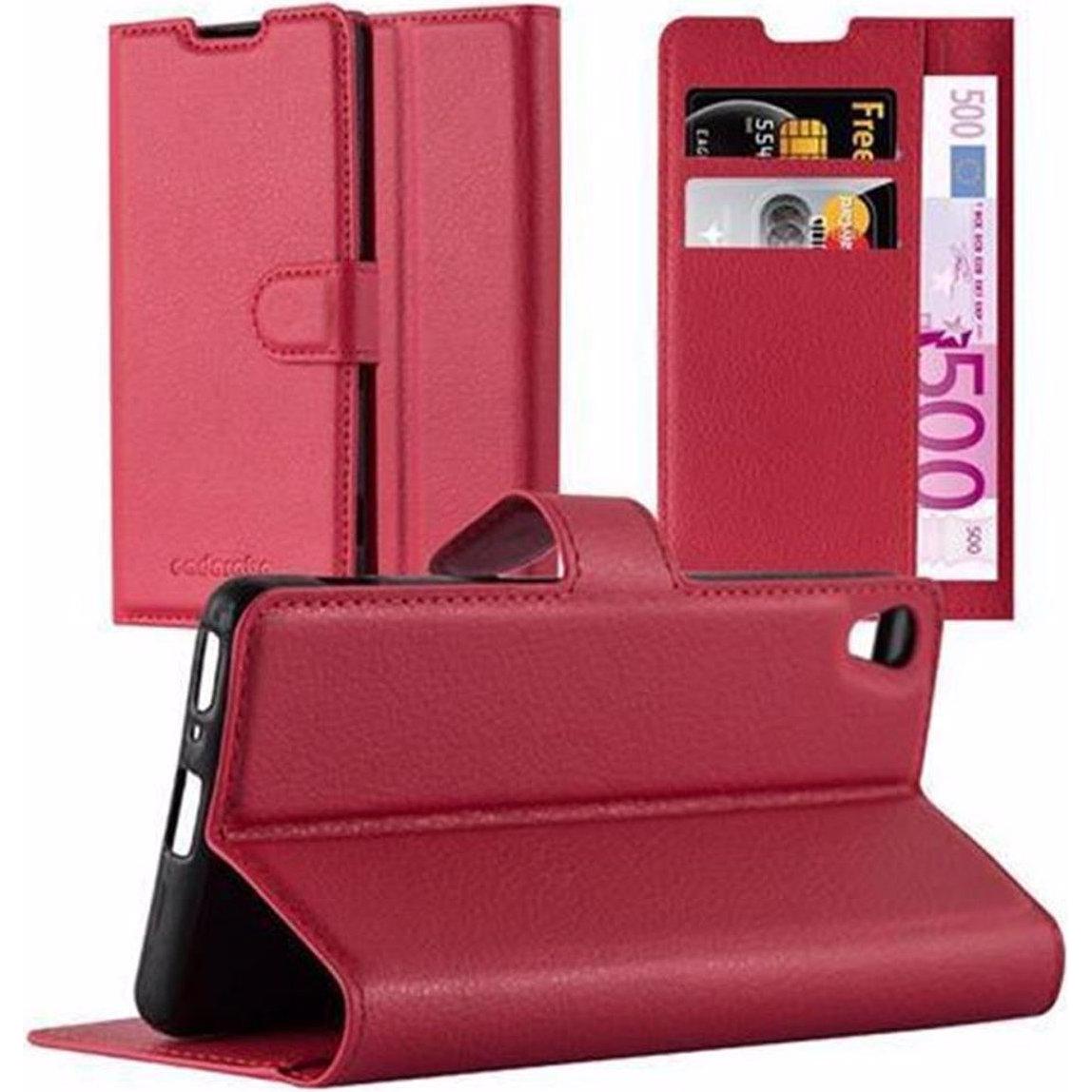 Cadorabo Book mit Standfunktion Cover (Sony Xperia XA), Smartphone Hülle, Rot