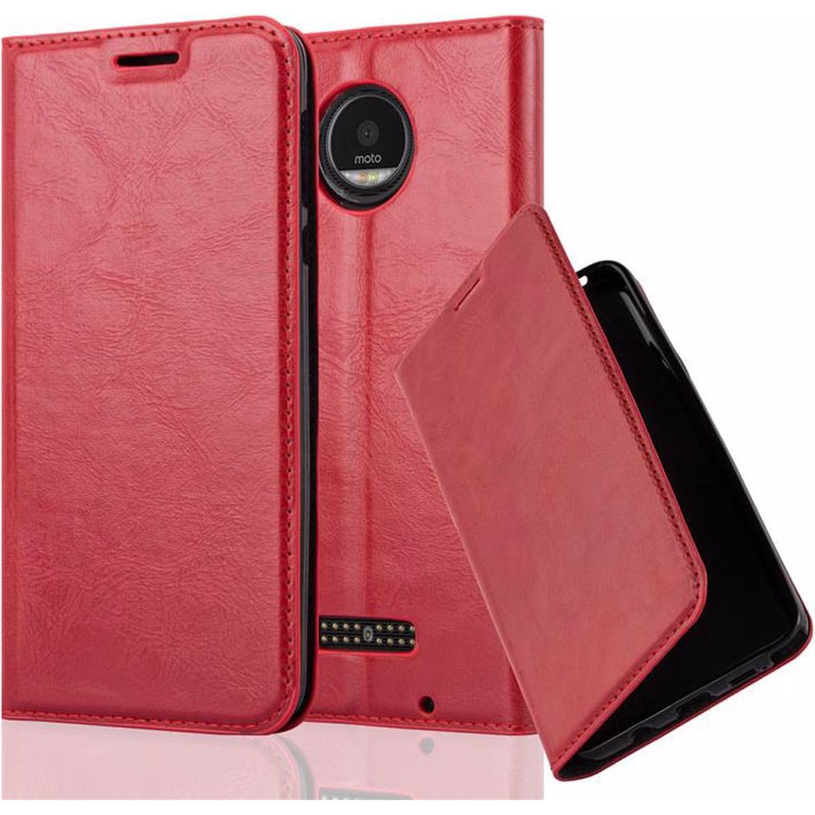 Cadorabo Book Invisible Magnet Cover (Motorola Moto Z Play), Smartphone Hülle, Rot