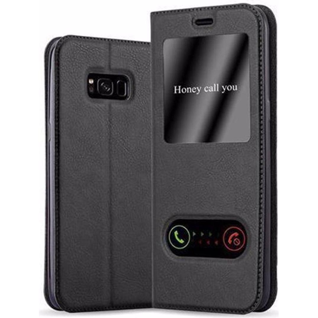 Cadorabo Book mit View Doppelfenster Cover (Samsung Galaxy S8+), Smartphone Hülle, Schwarz