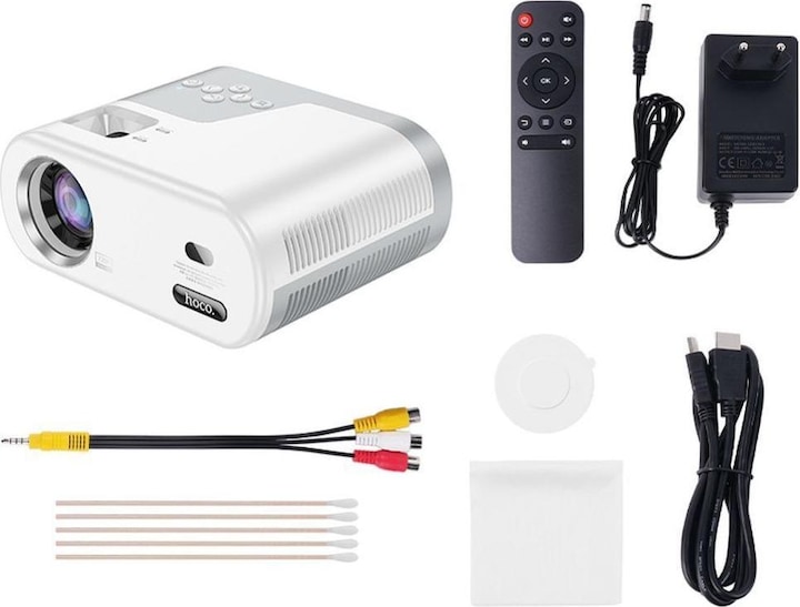 Actual product image Hoco Headphone with microphone projector with Android software Wi-Fi Bluetooth 720P DT2 white (HD ready, 140 lm)