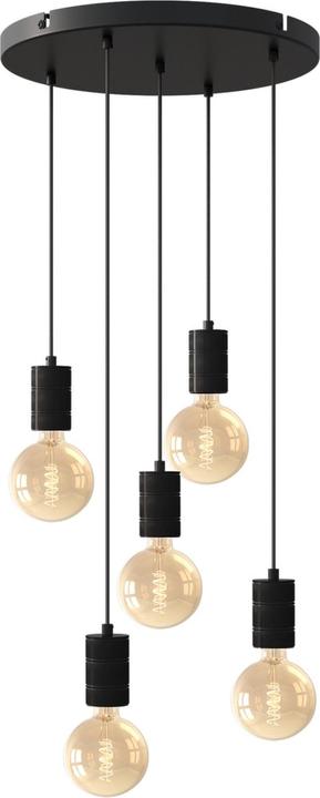 Calex Retro -Deckenlampe - 5x E27 - Hanging Lamp Industrial - roh Pendellamp Runde - Schwarz (E27)