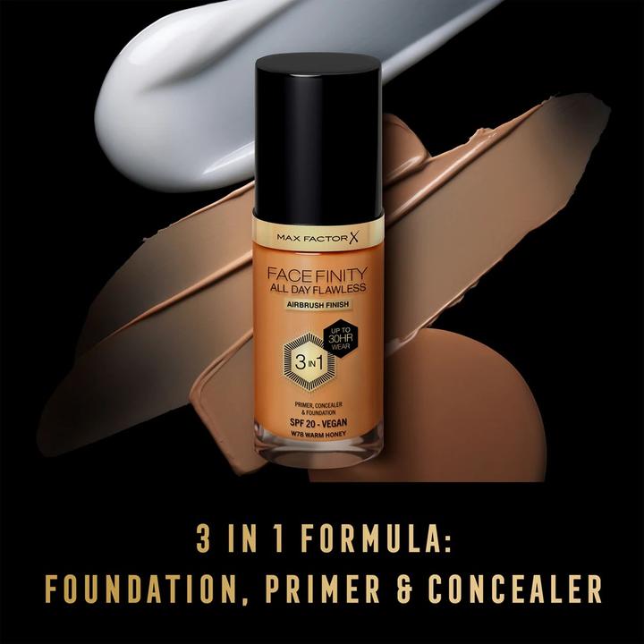 Immagine prodotto Max Factor Facefinity Fondotinta All Day Flawless 3 In 1 W78-Warm Honey 30ml (W78 Miele caldo)