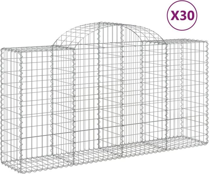 Produktbild VidaXL Gabionen mit Hochbogen 30 Stk 200x50x100/120cm Verzinktes Eisen