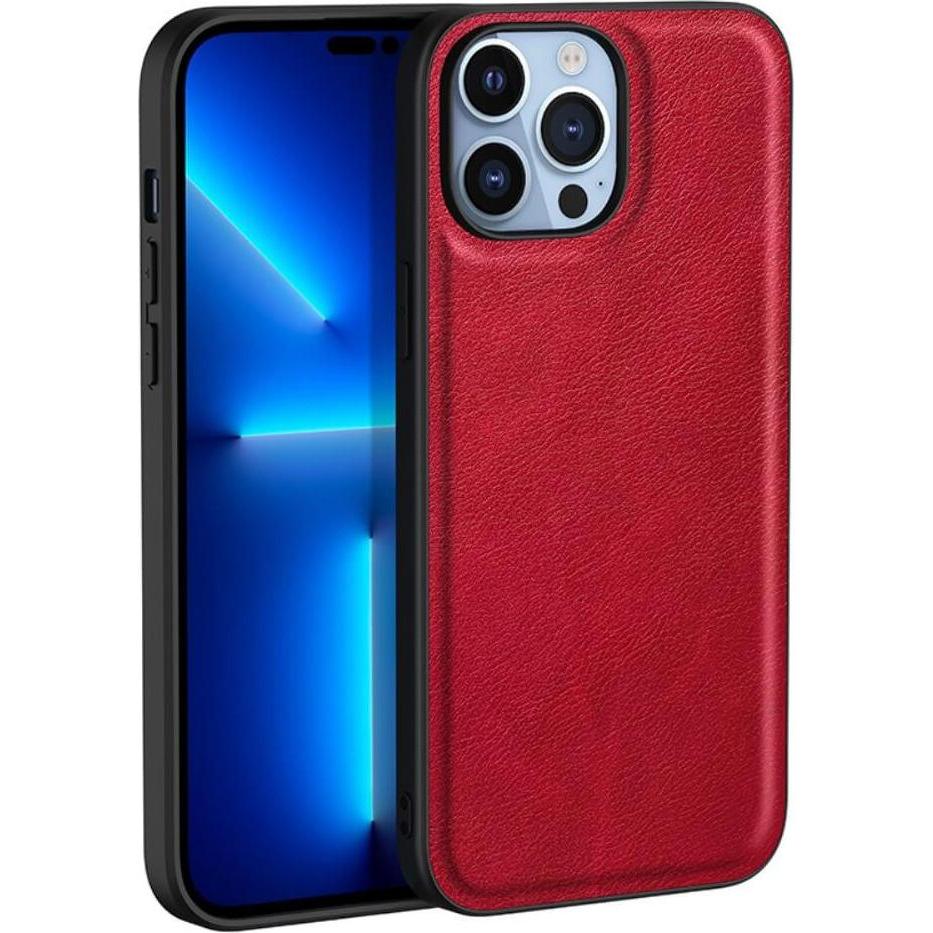 Cover-Discount iPhone 15 Pro - Retro Schutzhülle mit Kunstleder rot (Apple iPhone 15 Pro), Smartphone Hülle, Rot