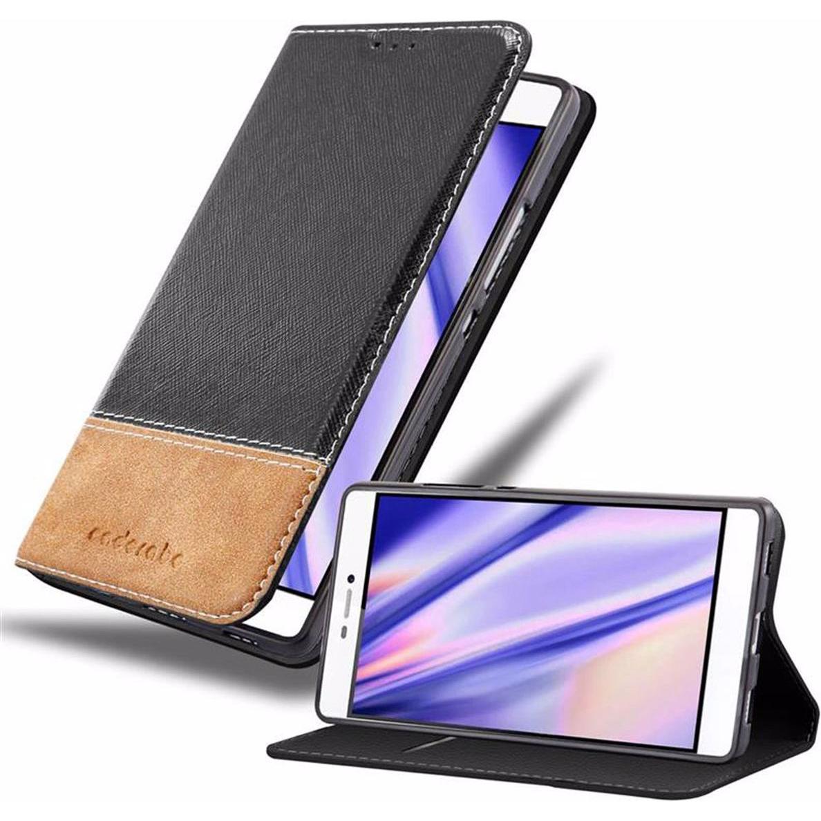 Cadorabo Book X-Wallet Cover (Huawei P8), Smartphone Hülle, Schwarz