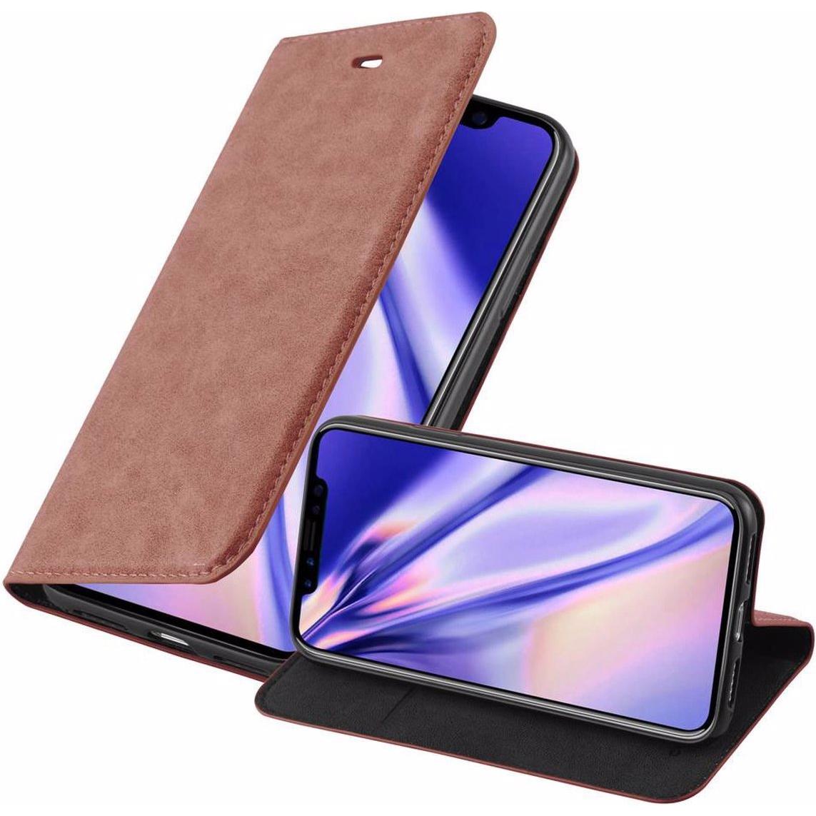 Cadorabo Book Invisible Magnet Cover (Apple iPhone X, Apple iPhone XS), Smartphone Hülle, Braun