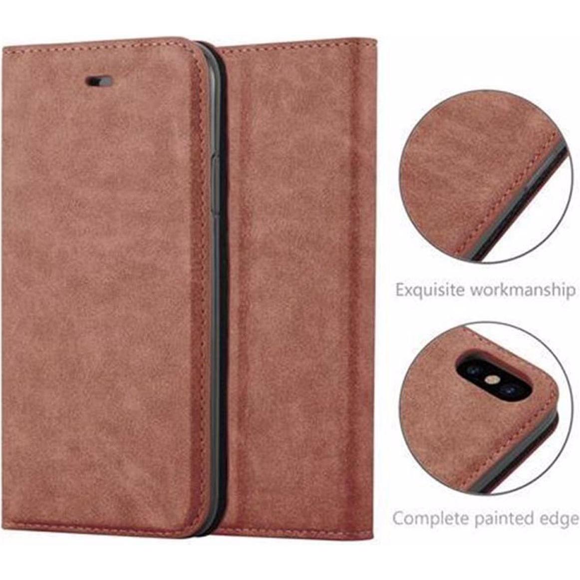 Thumbnail - Cadorabo Book Invisible Magnet Cover (Apple iPhone X, Apple iPhone XS), Smartphone Hülle, Braun