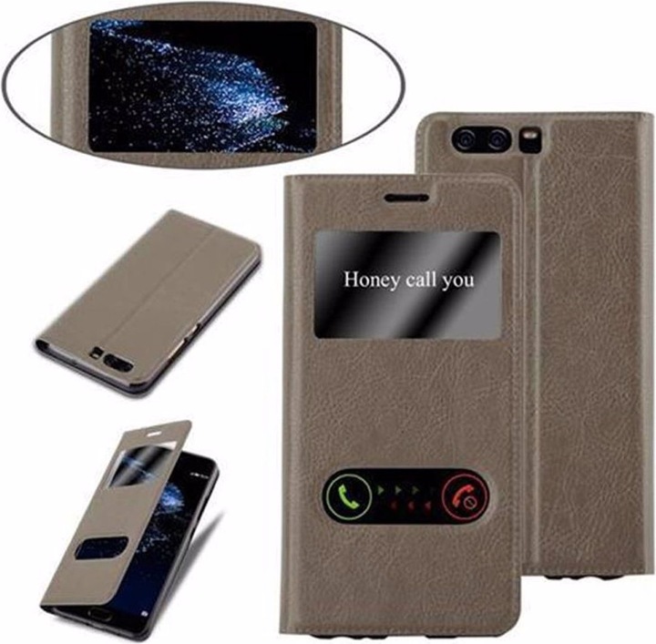 Actual product image Cadorabo Book with View double window cover (Huawei P10)