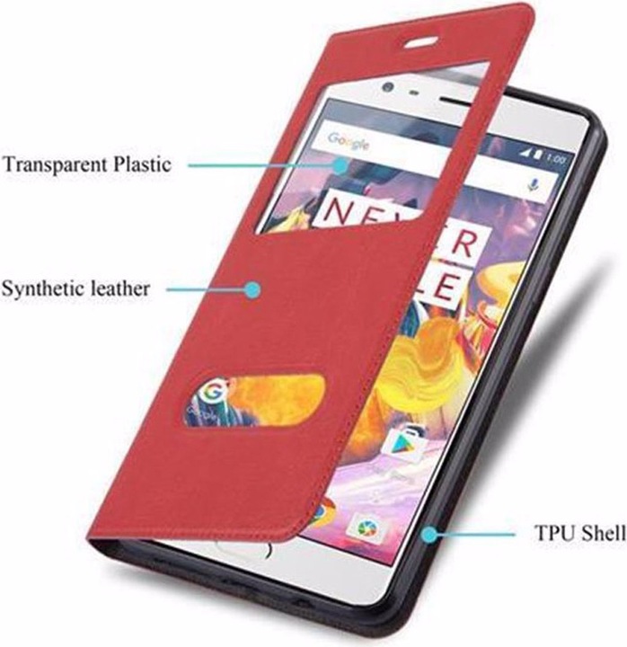 Actual product image Cadorabo Book with View double window cover (OnePlus 3T)