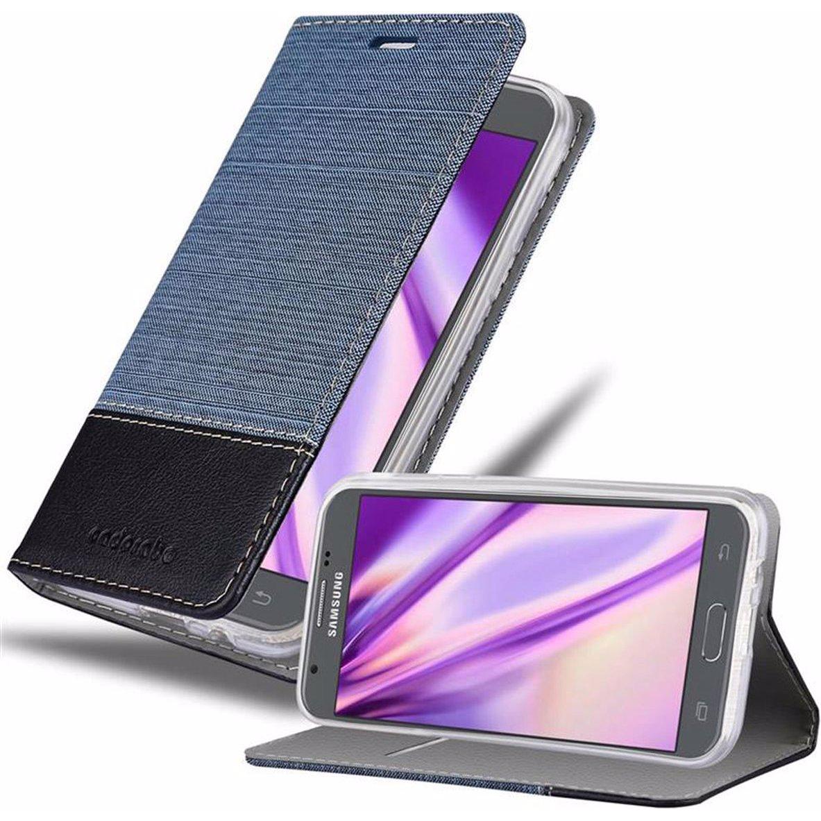 Cadorabo Book Jeans Optik Cover (Samsung Galaxy J3 (2017)), Smartphone Hülle, Blau