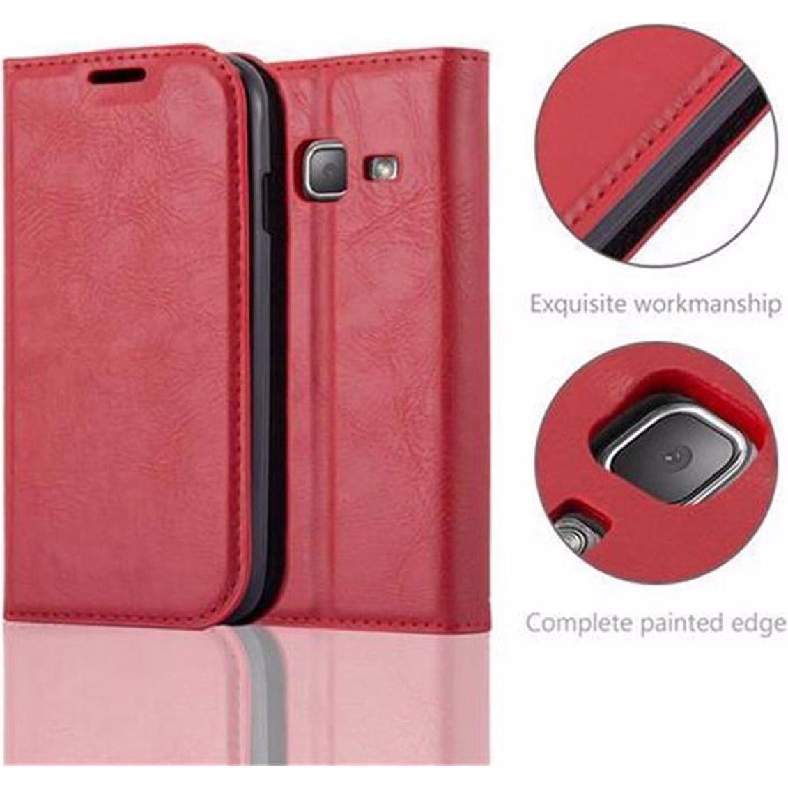 Thumbnail - Cadorabo Book Invisible Magnet Cover (Samsung Galaxy J1 Mini), Smartphone Hülle, Rot