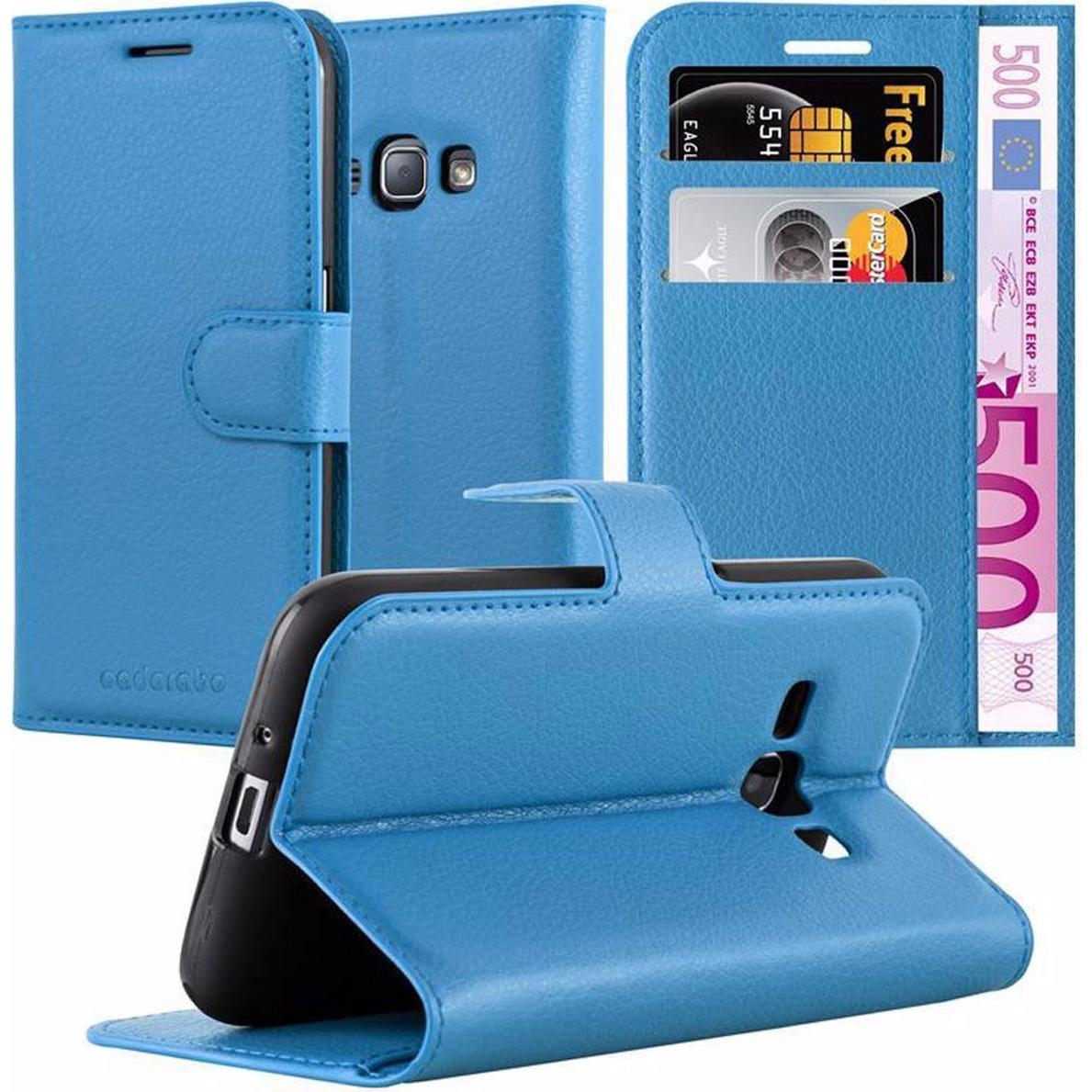Cadorabo Book mit Standfunktion Cover (Samsung Galaxy J1), Smartphone Hülle, Blau