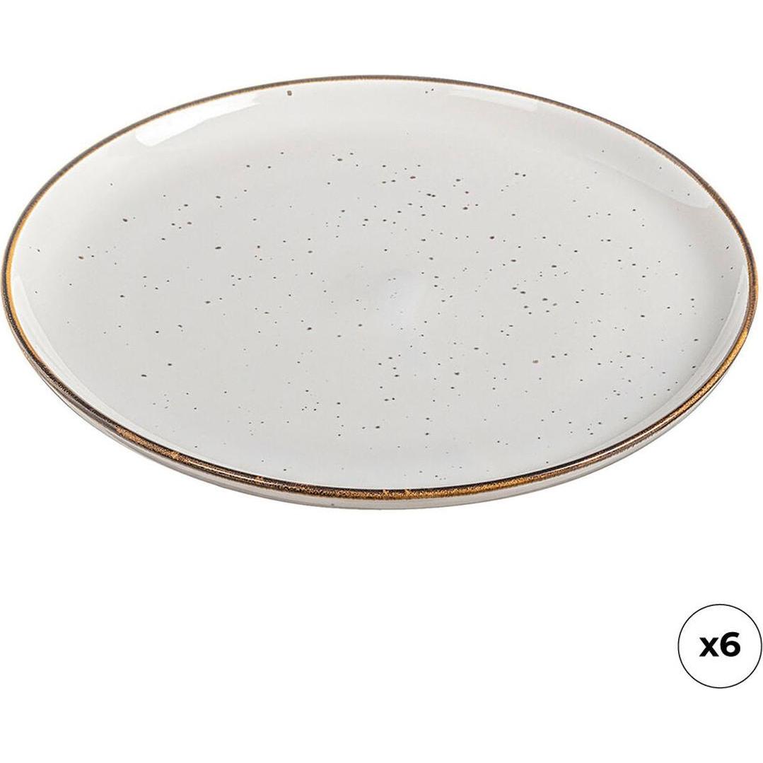 Ovenza Bianco Flacher Teller Porzellan Weiss Ø 25 Cm (6 Stück), Piatti,