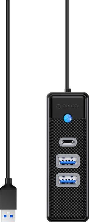 Immagine prodotto Orico Adattatore Hub USB a 2x USB 3.0 + USB-C, 5 Gbps, 0,15 m (nero) (USB-C, 3 porte)