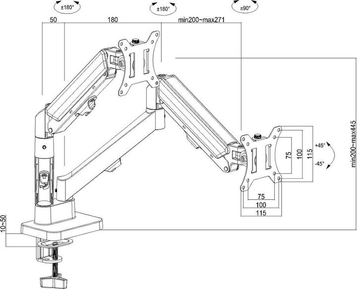 Actual product image Maclean Halterung für 2 Maclean-Monitore Gasfeder 17 -32 2-10kg schwarz MC-134 (32.01", 10 kg)