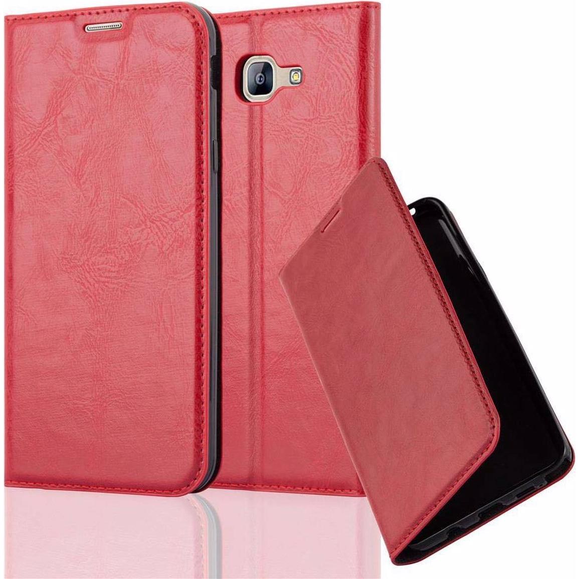 Cadorabo Book Invisible Magnet Cover (Samsung Galaxy A8 (2016)), Smartphone Hülle, Rot